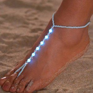One Adjustable Glow in the Dark Bead Decor Mittens Ankle Chain